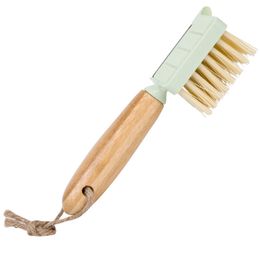 Multifunctional Fruit Vegetable Cleaning Brush Peeler Shredder Bamboo Wooden Handle Dish Scrubber Kitchen Washing Cleaning Tools