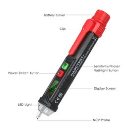GFCI Outlet Tester with Voltage Display 90-250V Socket Tester HABOTEST HT100P Non-contact Test Pencil LCD Digital Voltage Tester