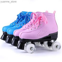 Inline Roller Skates New Colour Double Row Roller Skates Man Woman Outdoor Skating Shoes 4-Wheel Patines Blue Pink 34-44 Europe Size Y240410