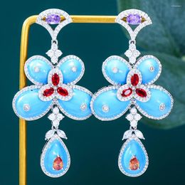 Dangle Earrings GODKI Vintage Luxury Enamel Butterfly For Women Wedding Bridal Boucle D'oreille Femme 2024