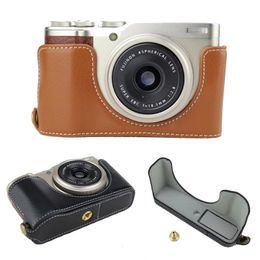 Genuine Leather Camera Bag Bottom Case For Fuji Fujifilm XF10 X-F10 Half Body Set Cover With Battery Opening