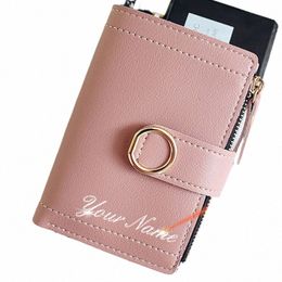 2023 Short Women Wallets Free Name Engraving Coin Pocket Zipper Female Purse New Fi Card Holder Simple Women's Wallet R9n1#