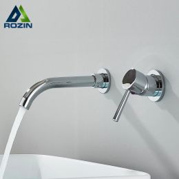Chrome Basin Faucet Wall Mounted Black Bathroom Sink Faucets Hot Cold Water Mixer Tap Single Handle Embedded Basin Taps Crane