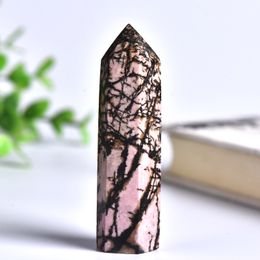 100%Natural Quartz Point Rhodonite Obelisk Pink Stone Wand Rhodochrosite Ornament for Home Decor Energy Healing Stone Collection