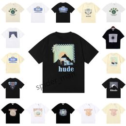 Rhude t-shirt summer designer t shirt Men Tshirts Tops Luxury Letter Print Shirt Mens Women Clothing Short tshirts Men Women Round Neck Tshirts Sleeve US Size M Xxl AB