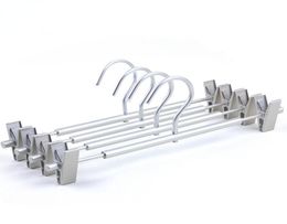 High Grade Strong Aluminum Pants Skirt Bottom Hanger with Clips Heavy Duty Silver Metal Dress Hanger QW89877163583