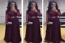 Maroon Burgundy Red Prom Dress Long Sleeve Special Occasion Dress Party Dress Plus Size vestidos de festa longo tendencia9507153