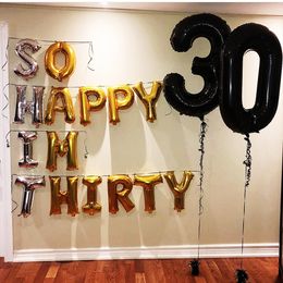 15Pcs/Set 12/16Inch Mixed Rose Gold Foil Letter Balloons 30th Birthday Party Decorations So Happy Im Thirty Balls Banners