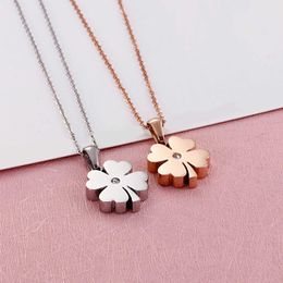 Pendant Necklaces Lucky Four-leaf Clover Pendant Necklace For Women Fashion Stainless Steel Gold Silver Color Choker Jewelry Accessories 240410