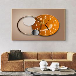 Abstract Geometric Clock Elk Canvas Painting Minimalist Posters and Prints Wall Art Pictures Living Room Home Decor No Frame