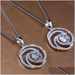 Pendant Necklaces Huitan Temperament Sweet Bridal Necklace For Delicate With Cubic Zirconia Stone Womens Fashion Jewellery Item Drop Del Dh2Sf