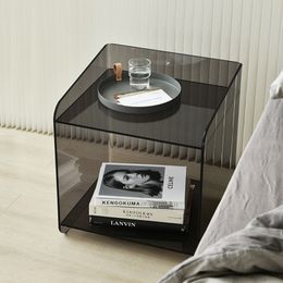 Bedroom Acrylic Nightstands Lockers Mobile Transparent Bedside Table Nordic Living Room Sofa Side Table Light Luxury Furniture