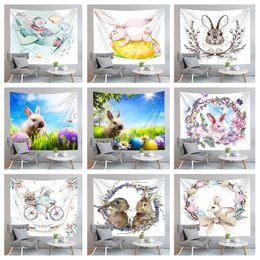 New 3D Rabbit Printed Blanket for Easter Wall Art Hanging Tapestry Background Cloth Bedspread Home Decor