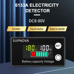 Battery Capacity Indicator DC Voltmeter DC 8V-100V Lead Acid Lithium LiFePO4 Battery Tester Power Display Metre 12V 24V 48V