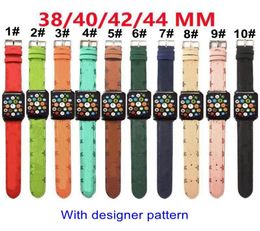 Fashion Designer V Pattern Watch Bands For Apple 38mm 40mm 42mm 44mm iWatch 17 PU Leather Straps Bracelet Striped Printed Watchba5027646