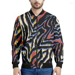 Men's Jackets Abstract Zebra Pattern Jacket Men Clothes 3d Printed Flower Sweatshirt Women Casual Bomber Zipper Streetwear Tops Coat