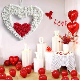 Decorative Flowers Valentine Heart Wreaths Shaped Artificial