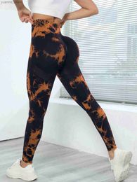 Yoga Outfits Womens High Waist Yoga Pants Tie Dye Seamless Leggings Compression Hip Lifting Stretch Leggings Y240410