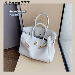 Leather Bk Designer Handbags First Layer Cowhide Womens Togo Bag 2024 Highgrade White Large Capacity Bag Fairy Handbag