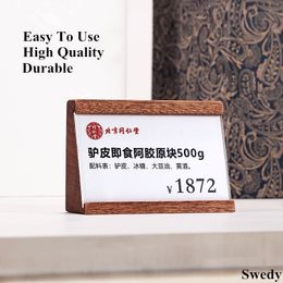 90x54mm Table Tent Wooden Menu Card Sign Holder Display Stand Price Label Tags Photo Picture Poster Frame Acrylic Sign Holder