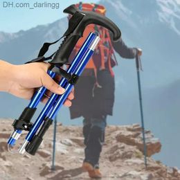 Trekking Poles Foldable Ultralight hiking pole Aluminium alloy walking pole Foldable mountain worker outdoor hiking Alpstock toolQ