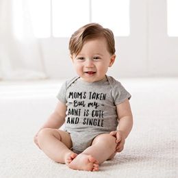 Mom's Taken But My Aunt Is Cute And Single Funny Newborn Baby Bodysuit Summer Short Sleeve Body Baby Boy Girl Onesies Rompers