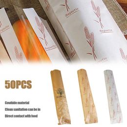 Long Baguette Bag 10*4*59CM Window Wheat Healthy Tree Design Kraft Paper Bag 50PC Paper Bread Bag