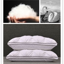 White Goose Down and Feather Pillow Five-star Hotel Goose Feather Pillow Single Healthy Pillow Orthopedic Pillow