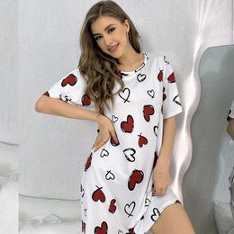 Women's Sleepwear Nightgown Spring And Summer Product Cartoon Love Wave Pattern Can Be Worn Outside Casual Comfortable Pyjamas