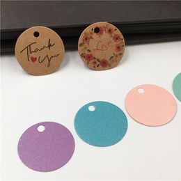 200Pcs/Lot 1.18Inch Kraft Jewelry Price Label Kraft Paper Thank You Price Small Tags Gift Handmade Cute Cards