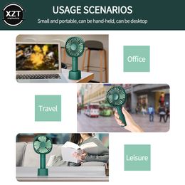 Portable Hand-held Electric Fan With Base Rechargeable USB Silent Mini Fan 3 Modes Adjustable Outdoor Travel Outdoor Cooler
