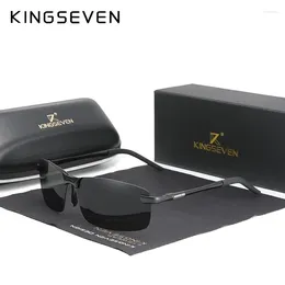 Sunglasses KINGSEVEN Men's Aluminum Polarized Rimless Simple Driving Sun Glasses Brand Men Eyewear Accessories