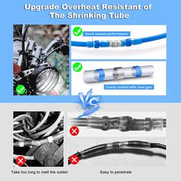 120PCS welded sealed wire connector, heat shrinkable butt welded sleeve, waterproof insulated electrical terminal for car truck