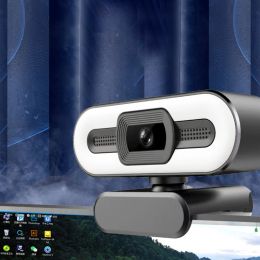 Webcams New 4K Webcam Autofocus HD Webcam with Fill Light Rotatable Laptop Webcam PC Computer Camera with Microphone for Youtube Video