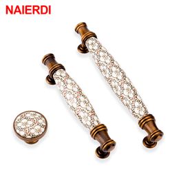 NAIERDI Vintage Bronze Ceramic Cabinet Handles Antique Drawer Knobs Wardrobe Door Handles European Furniture Handle Hardware