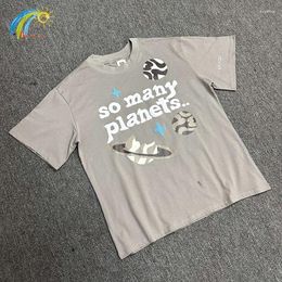 Men's T Shirts Letters Puff Printing BROKEN PLANET T-Shirt Men Women Casual Fashion Gray Tee Top High Quality Cotton Oversized Shirt