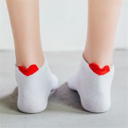 Cute Girls' Happy Summer Funny 3D Red Love Heart Heel Ankle Socks Japanese Harajuku Simple Basic Campus Literary Sokken
