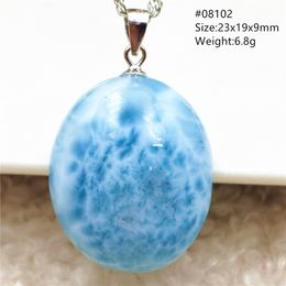 Natural Blue Larimar Beads Pendant Larimar Jewellery Water Pattern Rectangle Necklace Women Men Gemstone AAAAAA