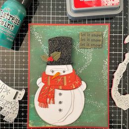 Seasonal Sketch Dies Holiday Brushstroke Snowman Santa Penguin Christmas Metal Cutting Dies For DIY Scrarpbooking Cards Making