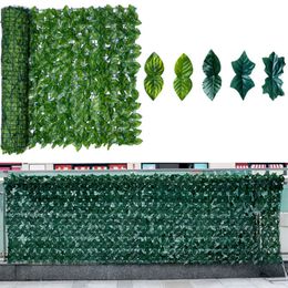 0.5*1M Artificial Leaf Screening Roll Garden Sun UV Protector Privacy Ivy Fence Panel for Balcony Shielding Terrace Decoration