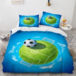 3D Football King Queen Duvet Cover Soccer Pattern Bedding Set for Kids Teens Adult Ball Sport 2/3pcs Quilt Cover with Pillowcase