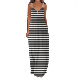 Casual Dresses Sexy Metal Straps Women Long Dress Retro Striped Oversized Maxi For T Shirt Summer Loose Beach Sundress