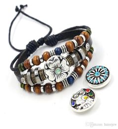 Snap Bracelets Bangles Newest Beads Leather Bracelet FIt 1820MM Snaps Button Jewelry1141318