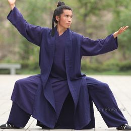 25 Colours Linen 3 Pieces Wudang Taoist Shaolin Monk Robe Tai Chi Kung fu Suit Martial arts Wing Chun Uniforms