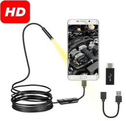 7mm Endoscope Camera Micro USB OTG Type C Waterproof 6 Adjustable LEDs Inspection Borescope Camera For Android Phone Computer8909540