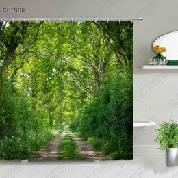 Field Forest Garden Landscape Shower Curtain Rural Nature Scenery Polyester Fabric Decor Bath Curtain Bathroom Accessories Sets