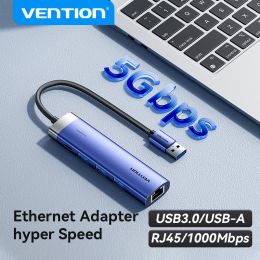 Cards Vention USB Ethernet Adapter 1000Mbps USB3.0 HUB RJ45 Lan for Macbook Windows Laptop PC Xiaomi Mi TV Box USBC HUB Network Card