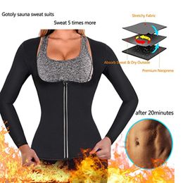 Women Sauna Suit Waist Trainer Neoprene Shirts for Sport Workout Corset Heat Body Shaper Slimming Long Sleeve Sweat T-Shirt Tops