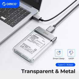 Enclosure ORICO 2.5 inch Transparent TypeC Hard Drive Enclosure USB3.0 5Gbps Metal HDD Case Support Auto Sleep for PC Laptop Notebook