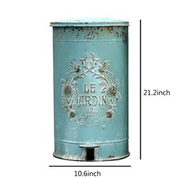 Metal Round Trash Can Suitable For Kitchen And Outdoor GardenRural Waste Basket Farmhouse Tavern Storage Barrel